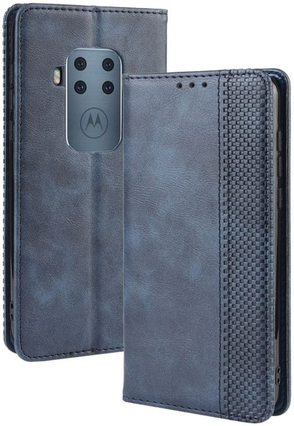 Motorola One Zoom Vintage Portemonnee Hoesje Blauw afbeelding 7