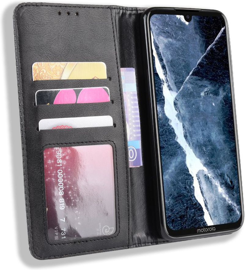 Motorola One Zoom Vintage Portemonnee Hoesje zwart afbeelding 4