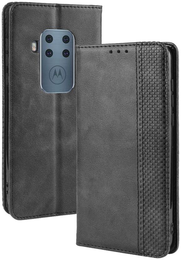 Motorola One Zoom Vintage Portemonnee Hoesje zwart afbeelding 7