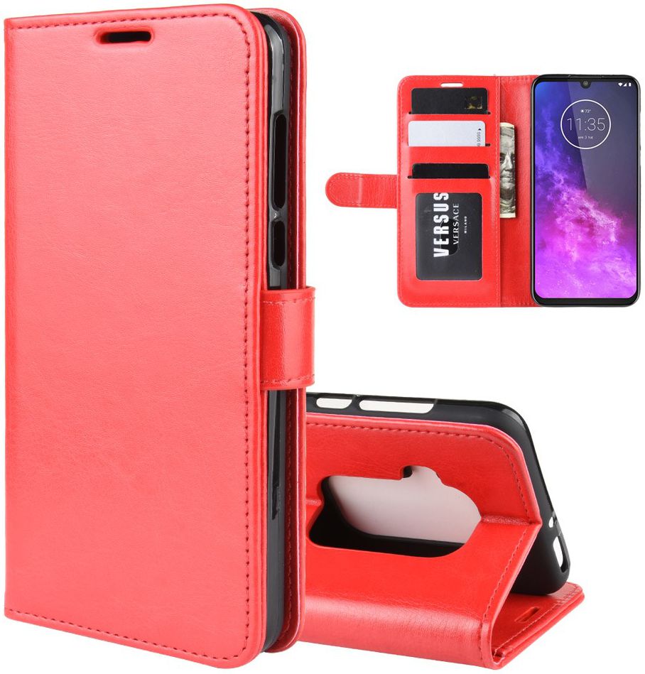 Motorola One Zoom Crazy Horse Leren Portemonnee Hoesje Rood afbeelding 3
