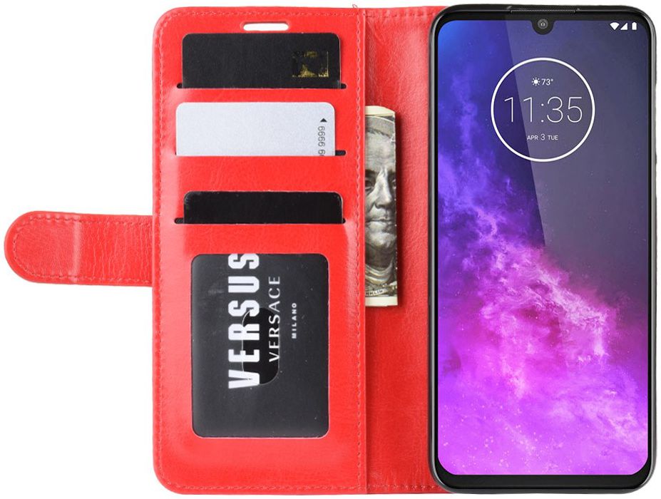Motorola One Zoom Crazy Horse Leren Portemonnee Hoesje Rood afbeelding 7