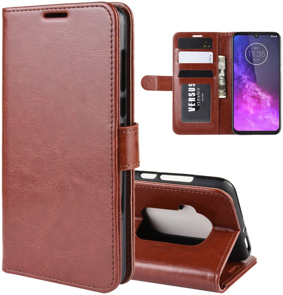 Motorola One Zoom Crazy Horse Leren Portemonnee Hoesje Bruin afbeelding 3