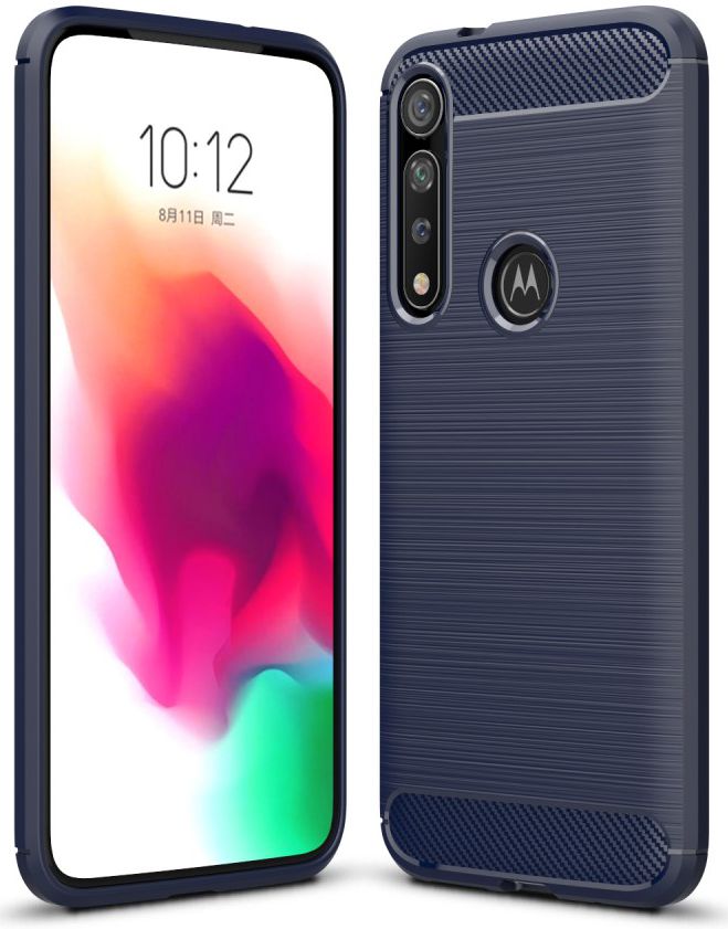 Motorola Moto G8 Plus Geborsteld TPU Hoesje Blauw afbeelding 1