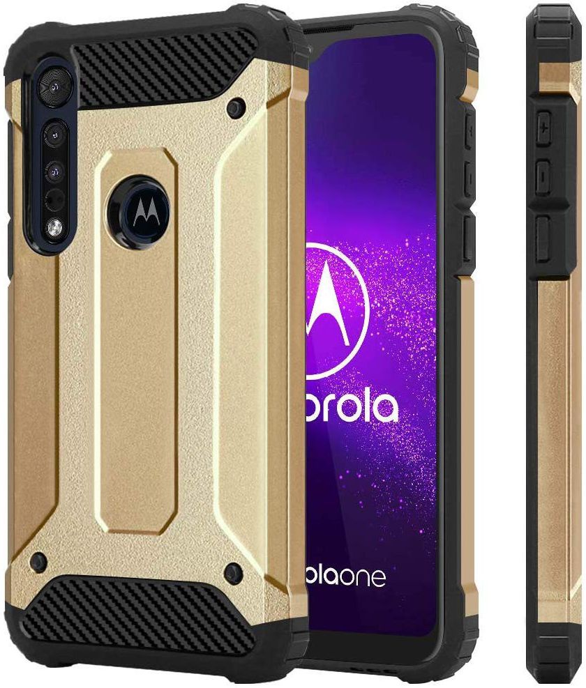Motorola Moto G8 Plus Hybride Hoesje Goud afbeelding 2