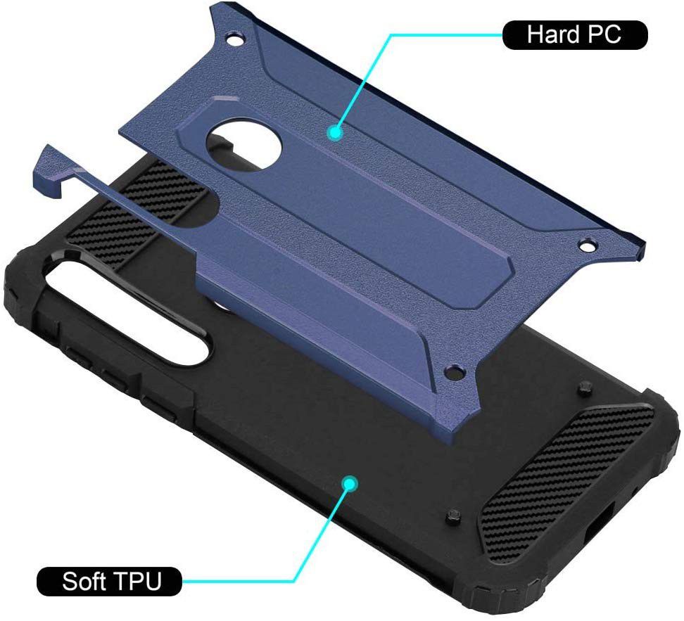 Motorola Moto G8 Plus Hybride Hoesje Donker Blauw afbeelding 4