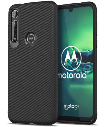 Motorola Moto G8 Plus Twill Slim Texture Back Cover Zwart Hoesjes