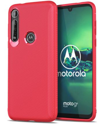 Motorola Moto G8 Plus Twill Slim Texture Back Cover Rood Hoesjes