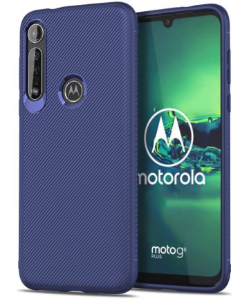 Motorola Moto G8 Plus Twill Slim Texture Back Cover Blauw Hoesjes