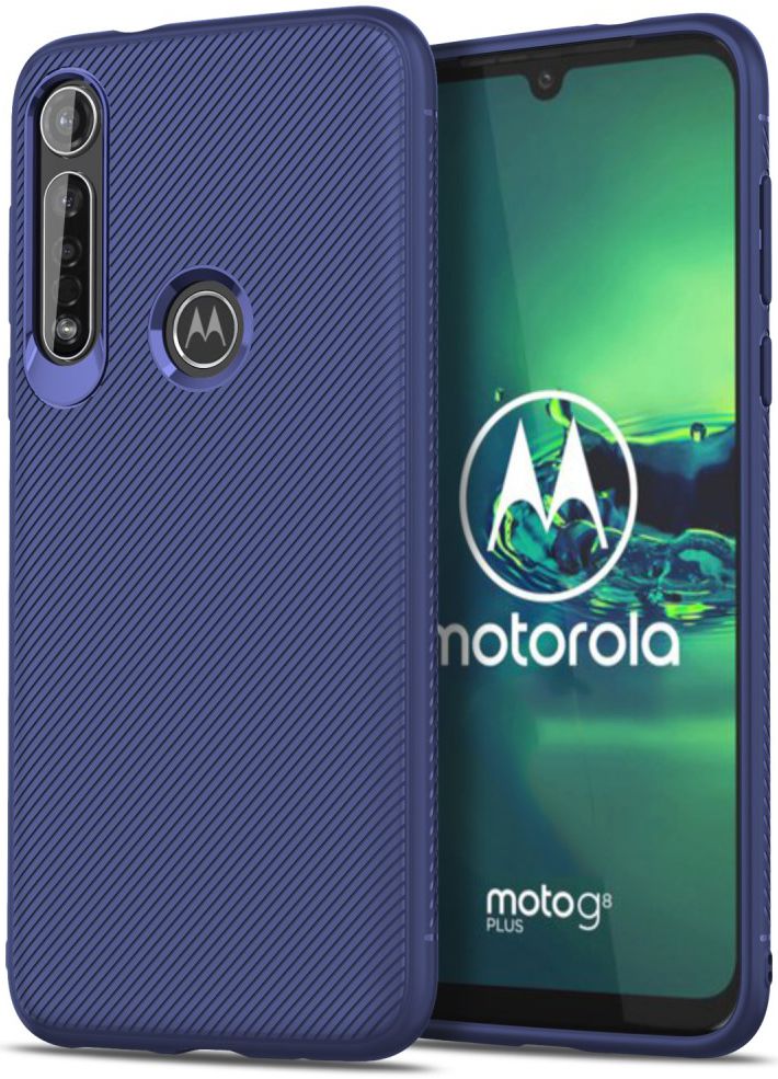 Motorola Moto G8 Plus Twill Slim Texture Back Cover Blauw afbeelding 1