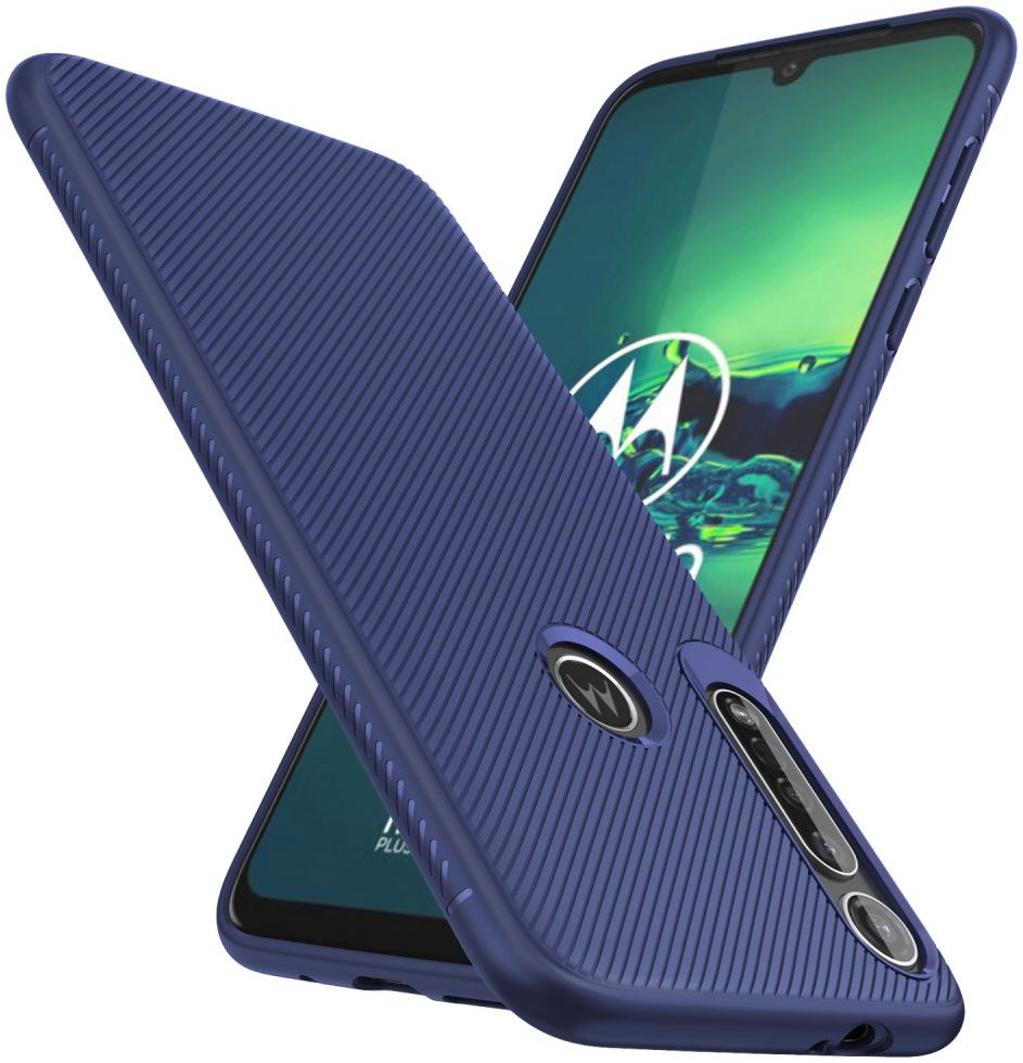Motorola Moto G8 Plus Twill Slim Texture Back Cover Blauw afbeelding 2