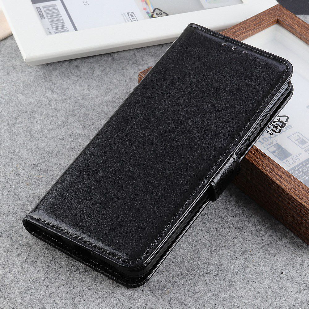Motorola One Macro Crazy Horse Leren Portemonnee Hoesje Zwart afbeelding 6
