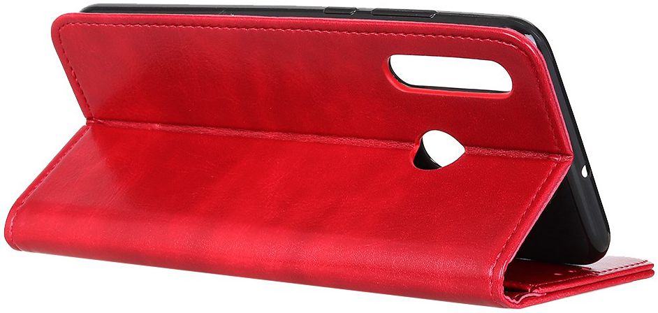 Motorola One Macro Crazy Horse Leren Portemonnee Hoesje Rood afbeelding 4