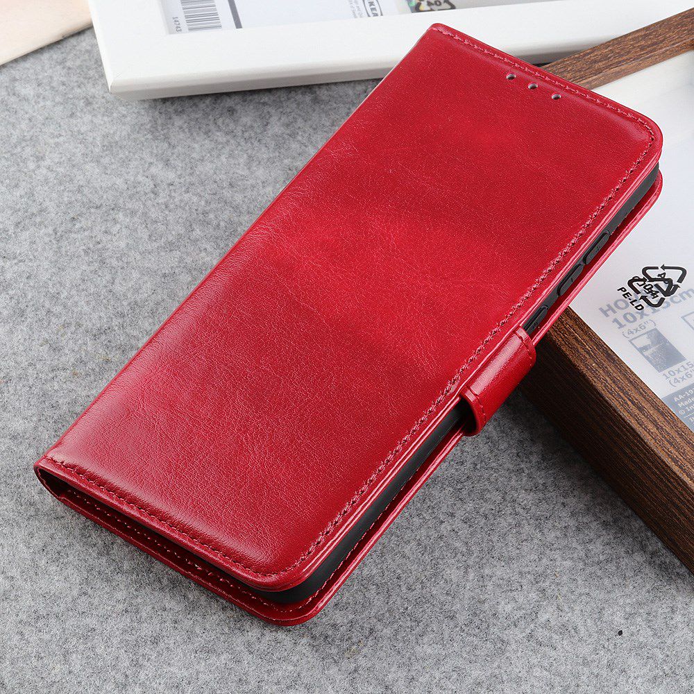 Motorola One Macro Crazy Horse Leren Portemonnee Hoesje Rood afbeelding 6