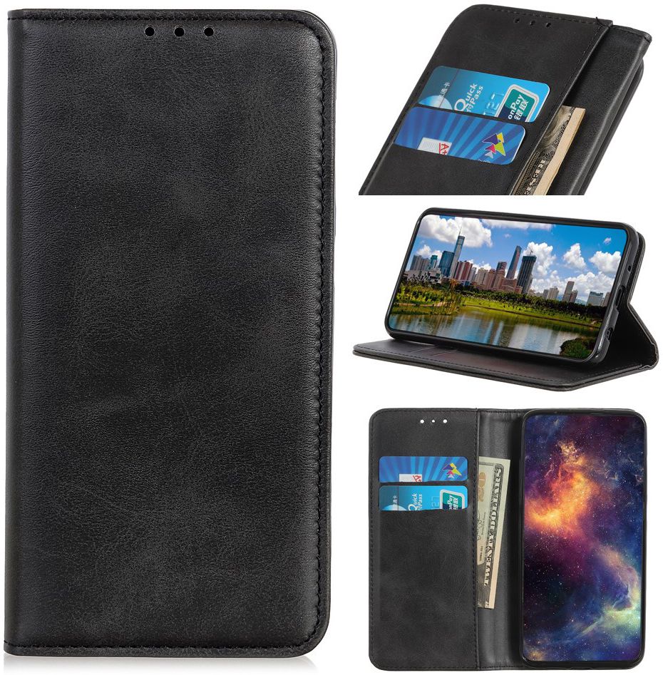 Motorola One Macro Splitleren Portemonnee Hoesje Zwart afbeelding 2