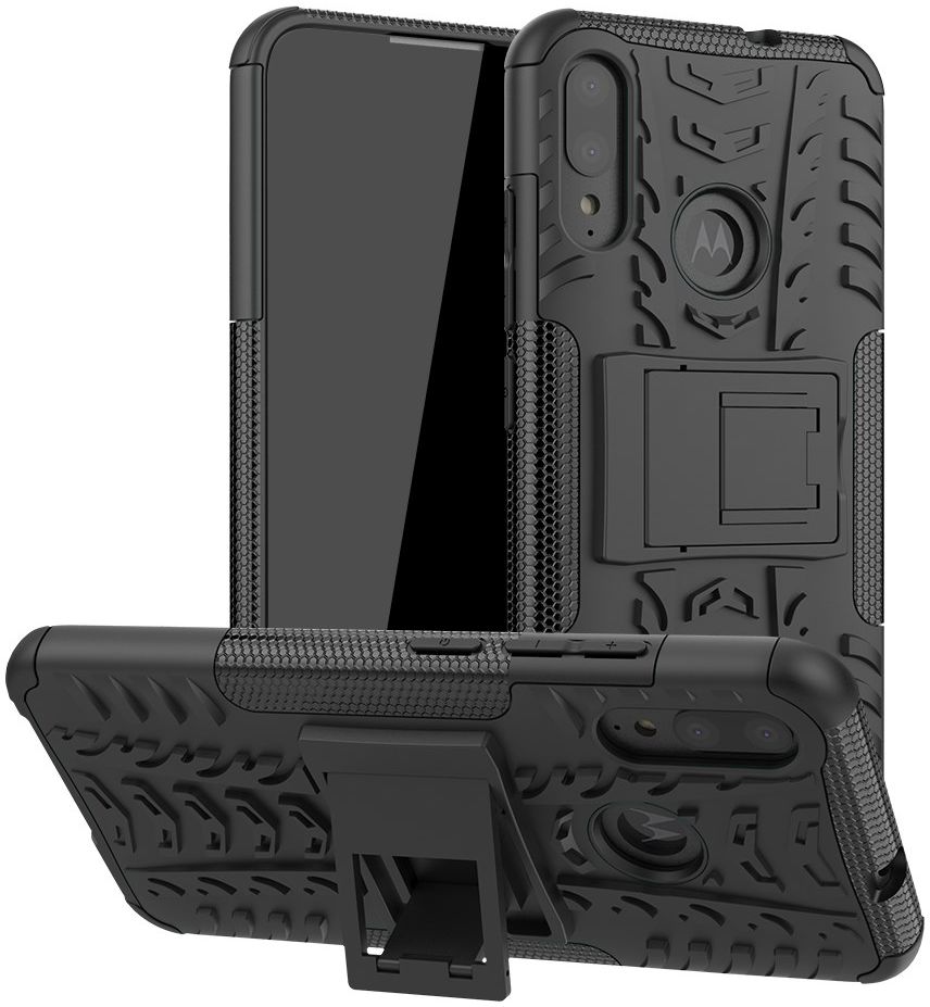 Motorola Moto E6s / E6I / E6 Plus Robuust Hybride Hoesje Zwart afbeelding 1