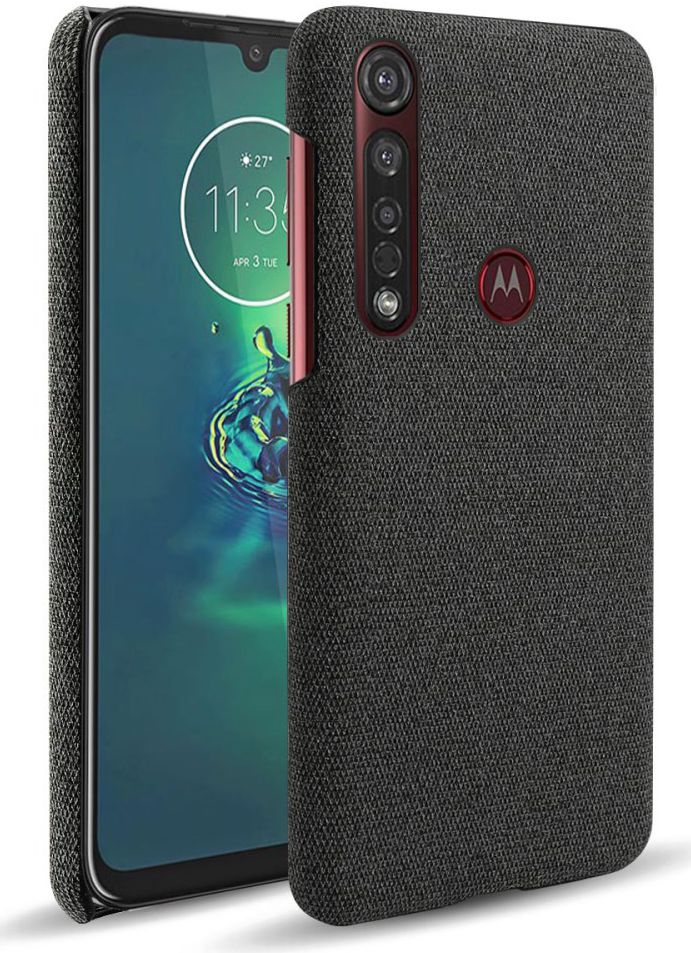 Motorola Moto G8 Plus Stof Hard Back Cover Zwart afbeelding 1
