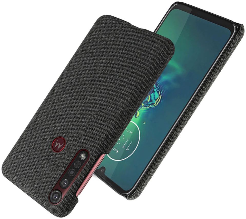 Motorola Moto G8 Plus Stof Hard Back Cover Zwart afbeelding 2