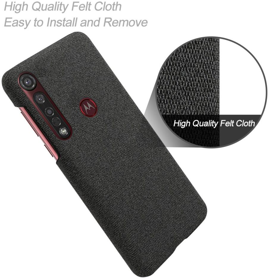 Motorola Moto G8 Plus Stof Hard Back Cover Zwart afbeelding 5