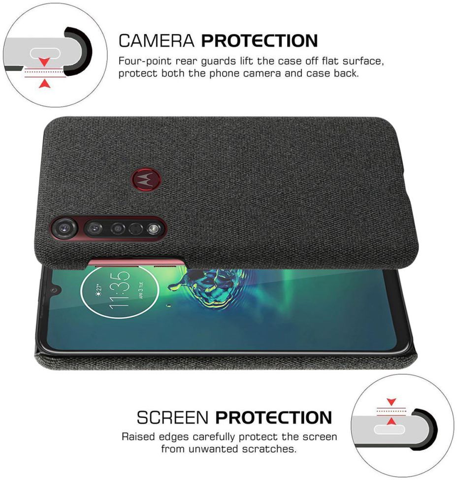 Motorola Moto G8 Plus Stof Hard Back Cover Zwart afbeelding 6