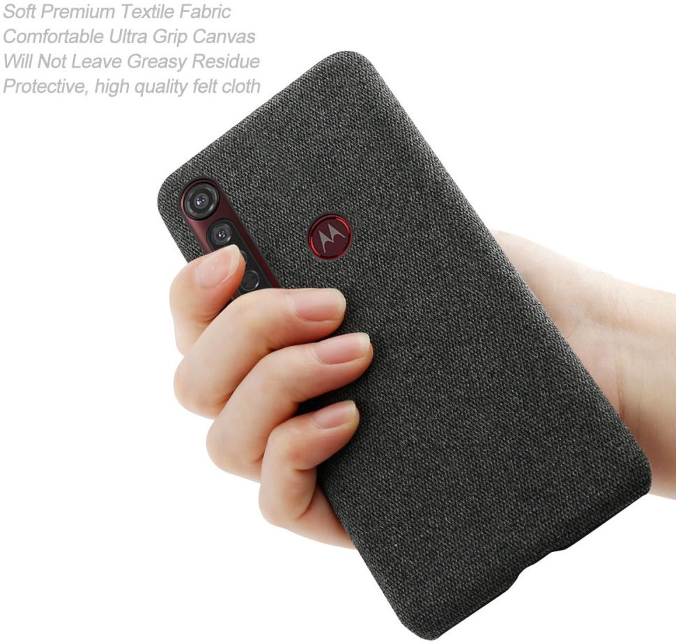 Motorola Moto G8 Plus Stof Hard Back Cover Zwart afbeelding 4