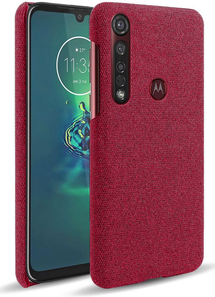 Motorola Moto G8 Plus Stof Hard Back Cover Rood afbeelding 1