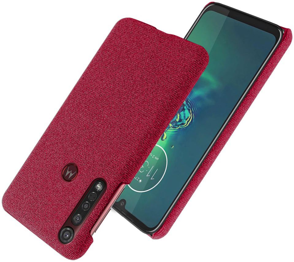 Motorola Moto G8 Plus Stof Hard Back Cover Rood afbeelding 2