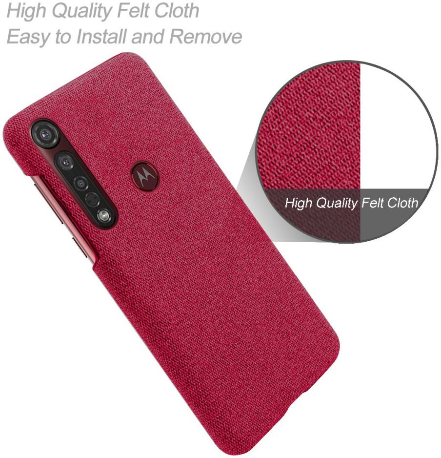 Motorola Moto G8 Plus Stof Hard Back Cover Rood afbeelding 4