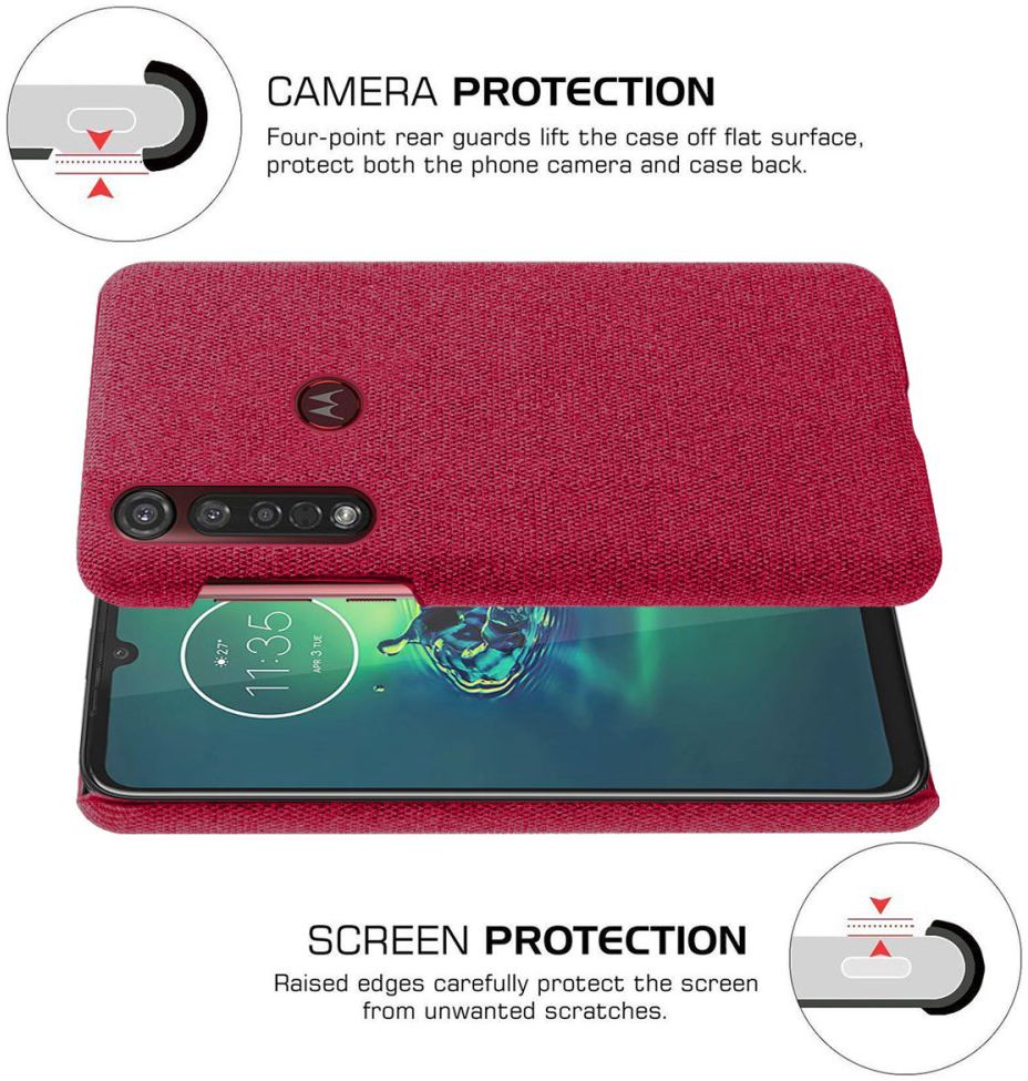 Motorola Moto G8 Plus Stof Hard Back Cover Rood afbeelding 5