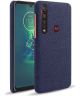 Motorola Moto G8 Plus Stof Hard Back Cover Blauw