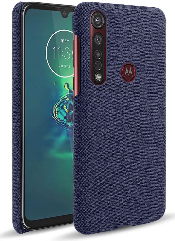 Motorola Moto G8 Plus Stof Hard Back Cover Blauw afbeelding 1