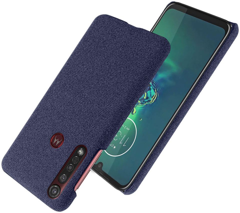 Motorola Moto G8 Plus Stof Hard Back Cover Blauw afbeelding 2