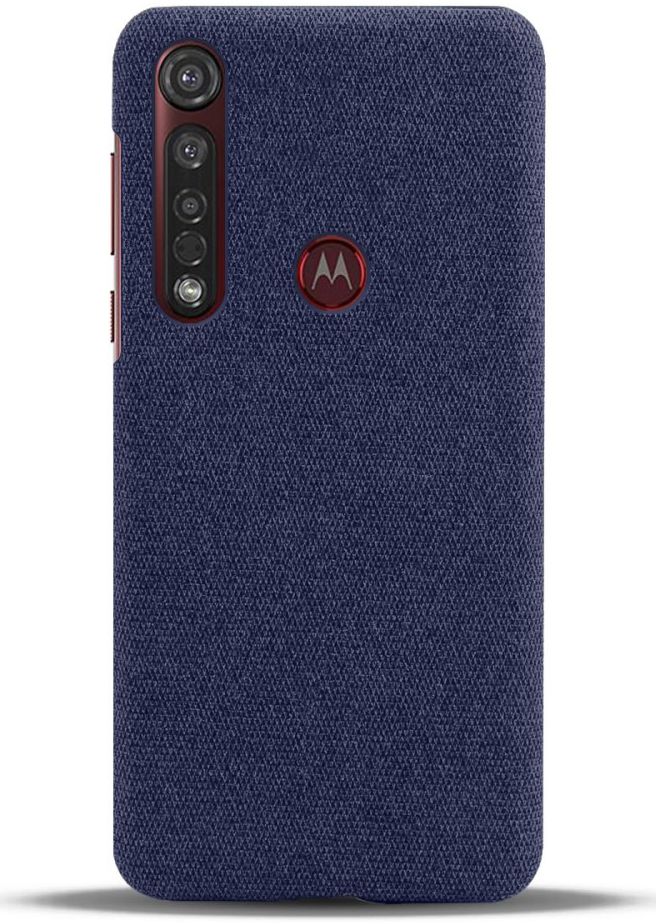 Motorola Moto G8 Plus Stof Hard Back Cover Blauw afbeelding 3