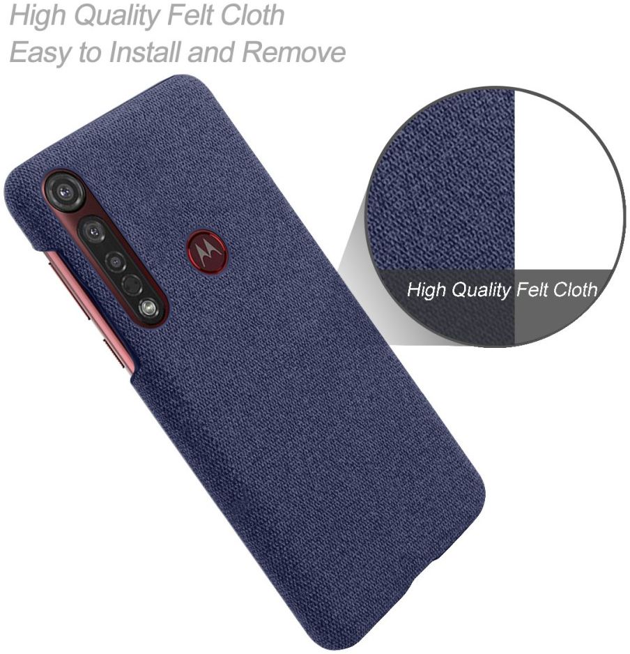 Motorola Moto G8 Plus Stof Hard Back Cover Blauw afbeelding 4