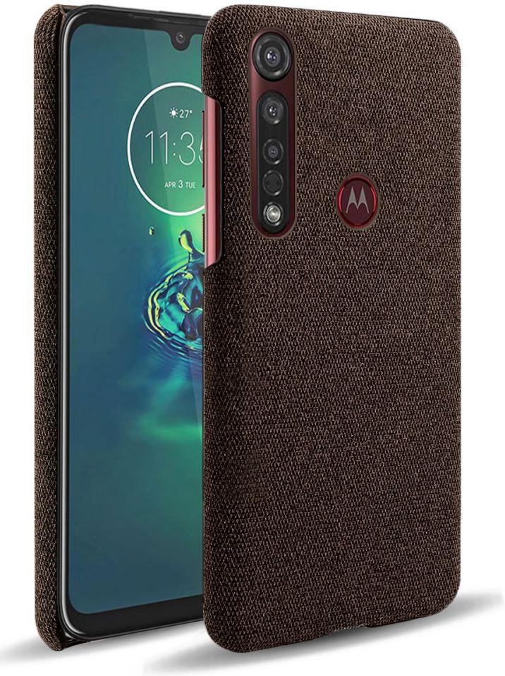 Motorola Moto G8 Plus Stof Hard Back Cover Coffee afbeelding 1