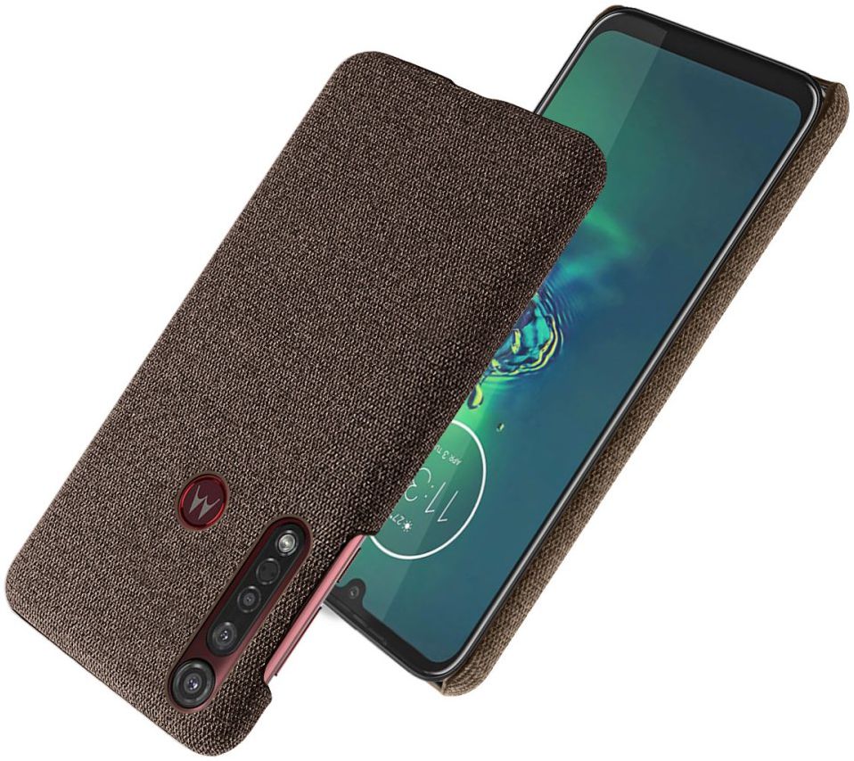 Motorola Moto G8 Plus Stof Hard Back Cover Coffee afbeelding 2