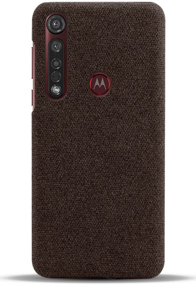 Motorola Moto G8 Plus Stof Hard Back Cover Coffee afbeelding 3
