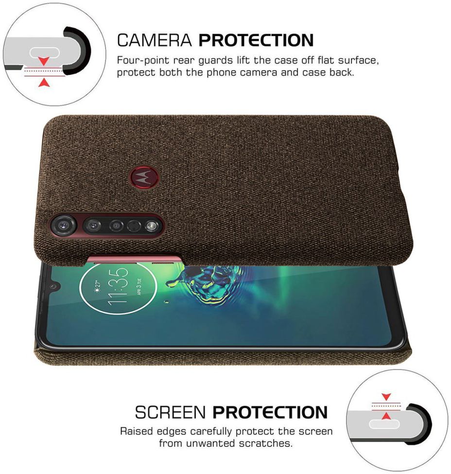 Motorola Moto G8 Plus Stof Hard Back Cover Coffee afbeelding 5