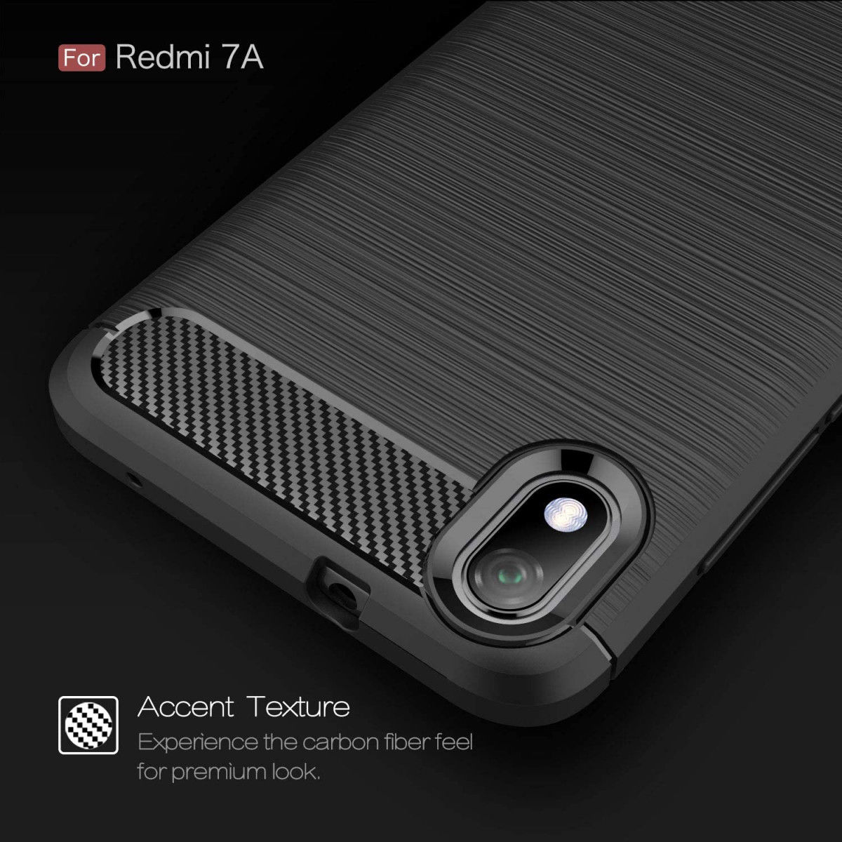 Xiaomi Mi Redmi 7A Geborsteld TPU Hoesje Zwart afbeelding 6