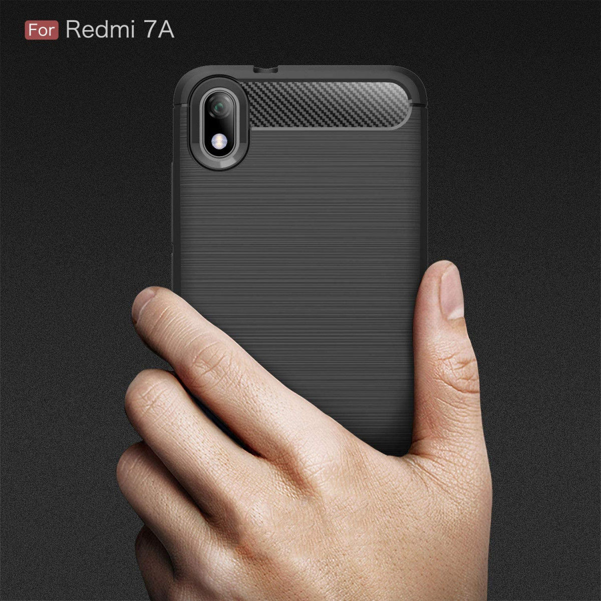 Xiaomi Mi Redmi 7A Geborsteld TPU Hoesje Zwart afbeelding 7