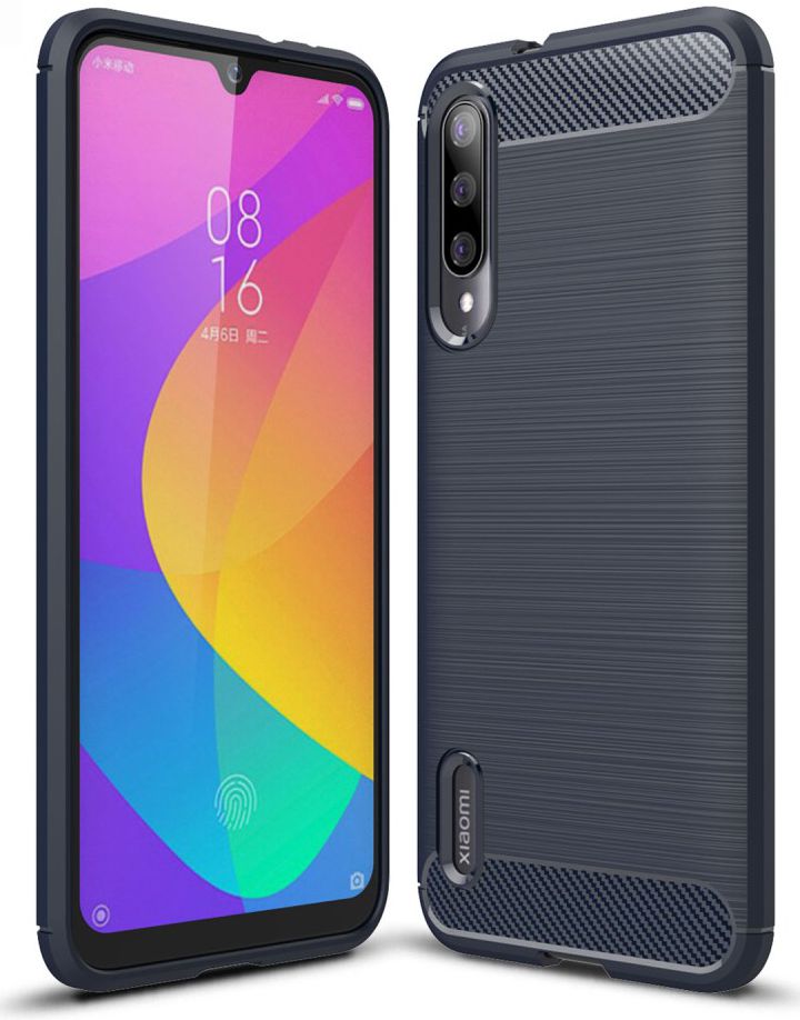 Xiaomi Mi A3 Geborsteld TPU Hoesje Blauw afbeelding 1