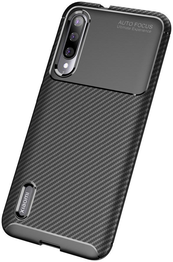 Xiaomi Mi A3 Siliconen Carbon Hoesje Zwart afbeelding 2