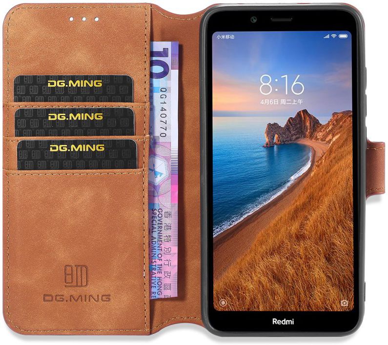 DG Ming Retro Portemonnee Xiaomi Redmi 7A Hoesje Bruin afbeelding 1