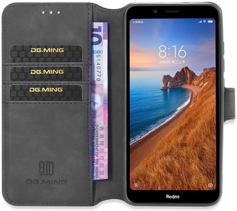 DG Ming Retro Portemonnee Xiaomi Redmi 7A Hoesje Zwart afbeelding 2