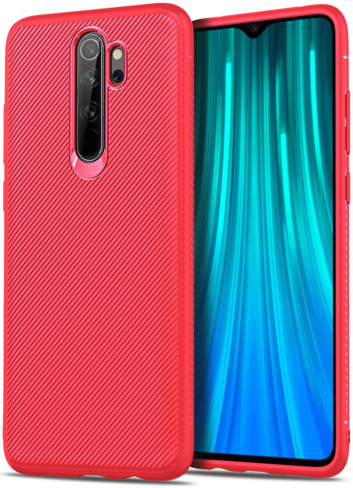 Xiaomi Redmi Note 8 Pro Twill Slim Texture Back Cover Rood afbeelding 1