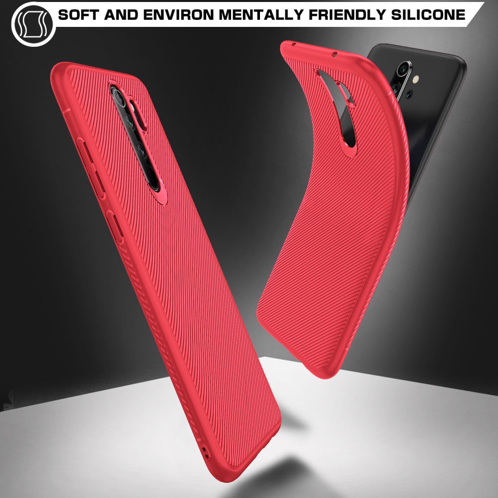 Xiaomi Redmi Note 8 Pro Twill Slim Texture Back Cover Rood afbeelding 4