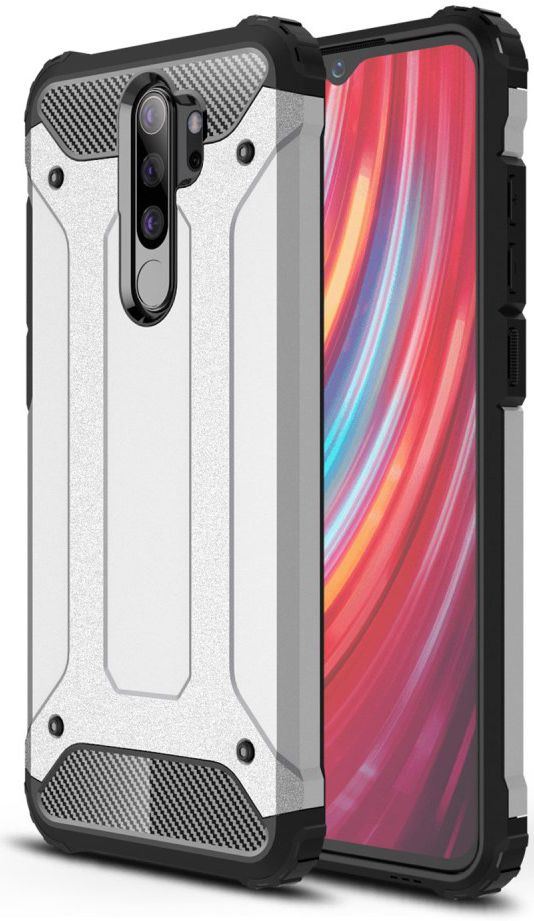 Xiaomi Redmi Note 8 Pro Armor Guard Hybrid Case Zilver afbeelding 1