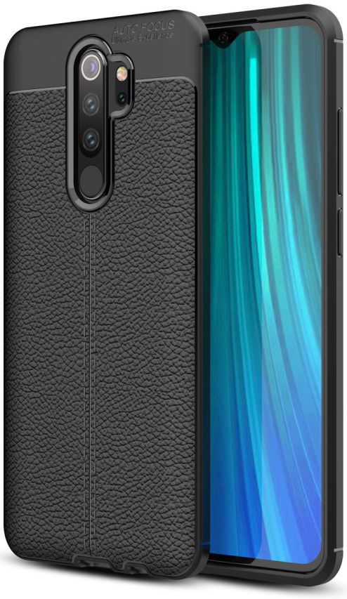 Xiaomi Redmi Note 8 Pro Hoesje TPU Met Leren Textuur Zwart afbeelding 1