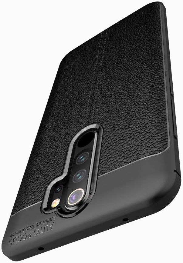 Xiaomi Redmi Note 8 Pro Hoesje TPU Met Leren Textuur Zwart afbeelding 3