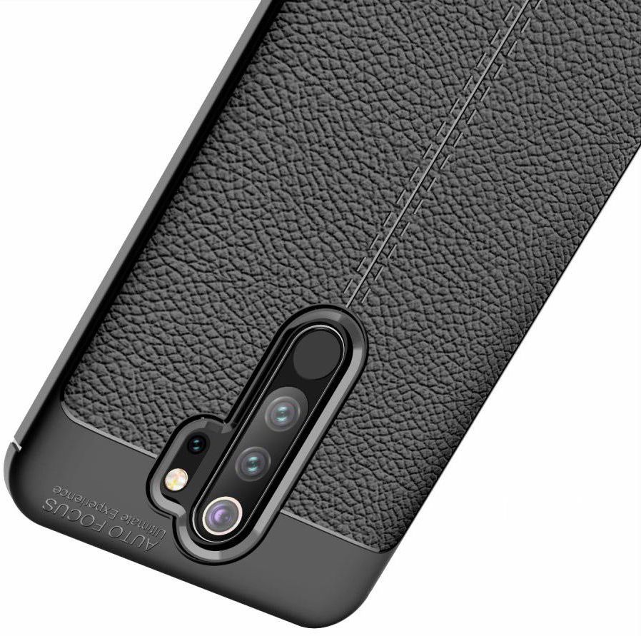 Xiaomi Redmi Note 8 Pro Hoesje TPU Met Leren Textuur Zwart afbeelding 4