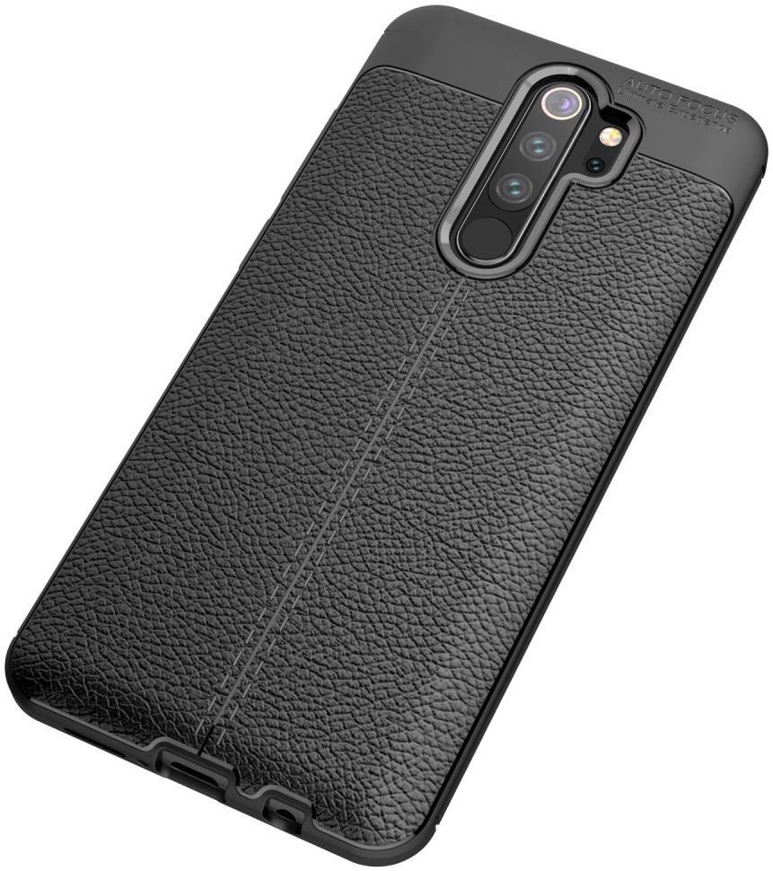 Xiaomi Redmi Note 8 Pro Hoesje TPU Met Leren Textuur Zwart afbeelding 5